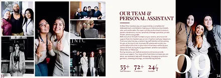 Catalogue, pages 33 and 34: our team and personal assistant